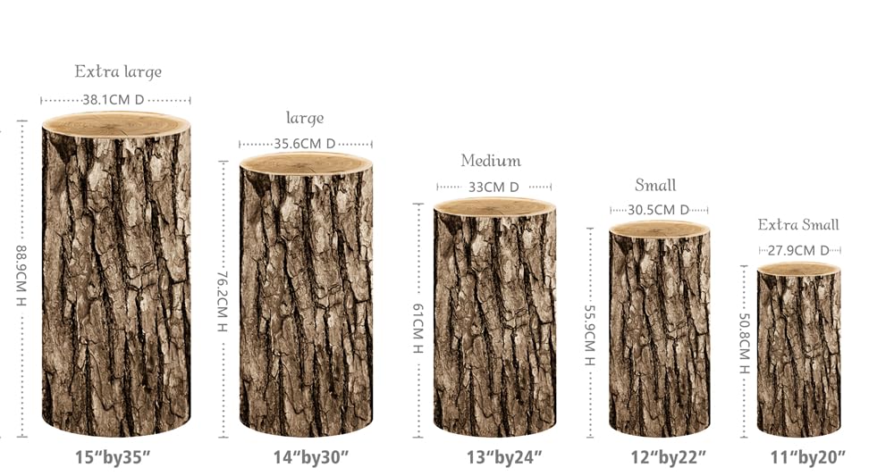 afoloa 1set Spandex Pillar Covers for Metal Cylinder Pedestal Stands - 5 Pieces -printed tree bark Covers Only, Cylinder Pedestal Stands Excluded (NO-228 tree bark)