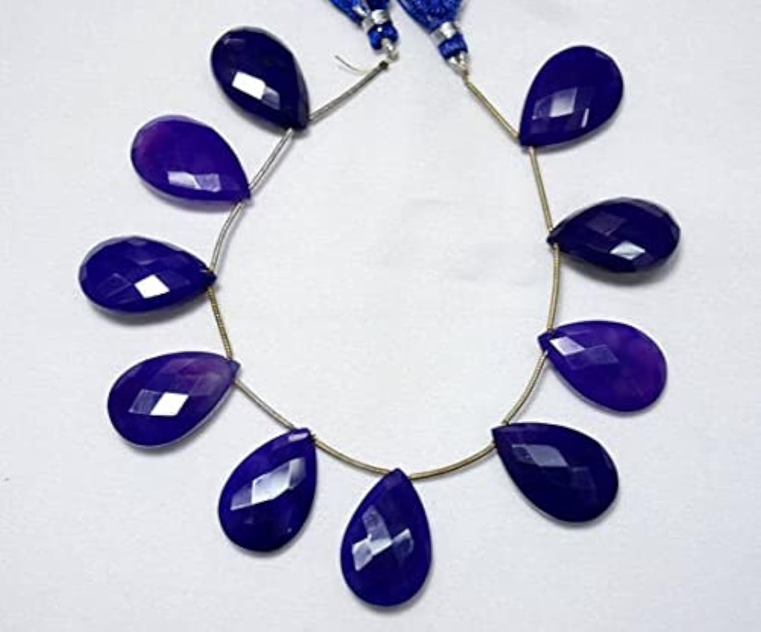 LKBEADS Koraliki o szlifie chalcedonu, fasetowane koraliki w kształcie gruszki, kamień szlachetny do biżuterii, 16 x 24 mm, sznurek 19 cm