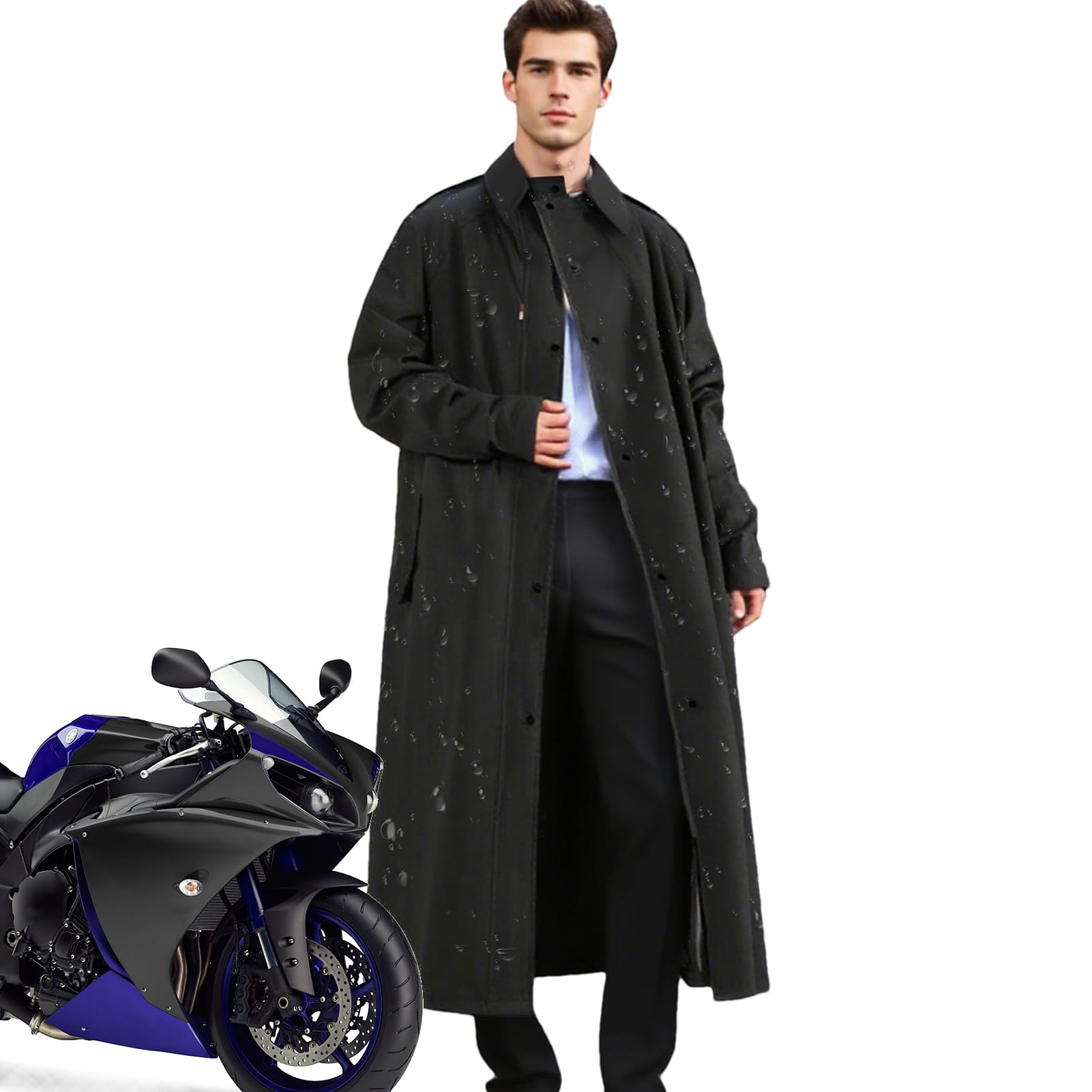 Generisch Chubasquero largo – Chaqueta impermeable larga | Poncho reutilizable a prueba de viento para actividades al aire libre, cortavientos ligero para camping, pesca, viajes, equitación y