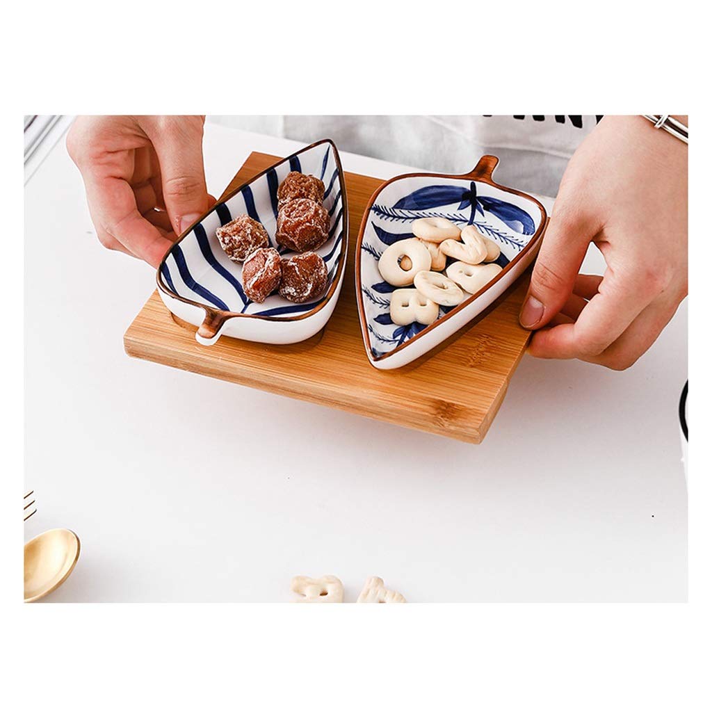 Vorspeisenteller Keramik-Snackteller Ungewöhnlich geformter Teller Dip-Set Kleiner Snackteller Getrockneter Obstkeksteller mit Tablett Handbemalter Musterteller Dip-Schälchen