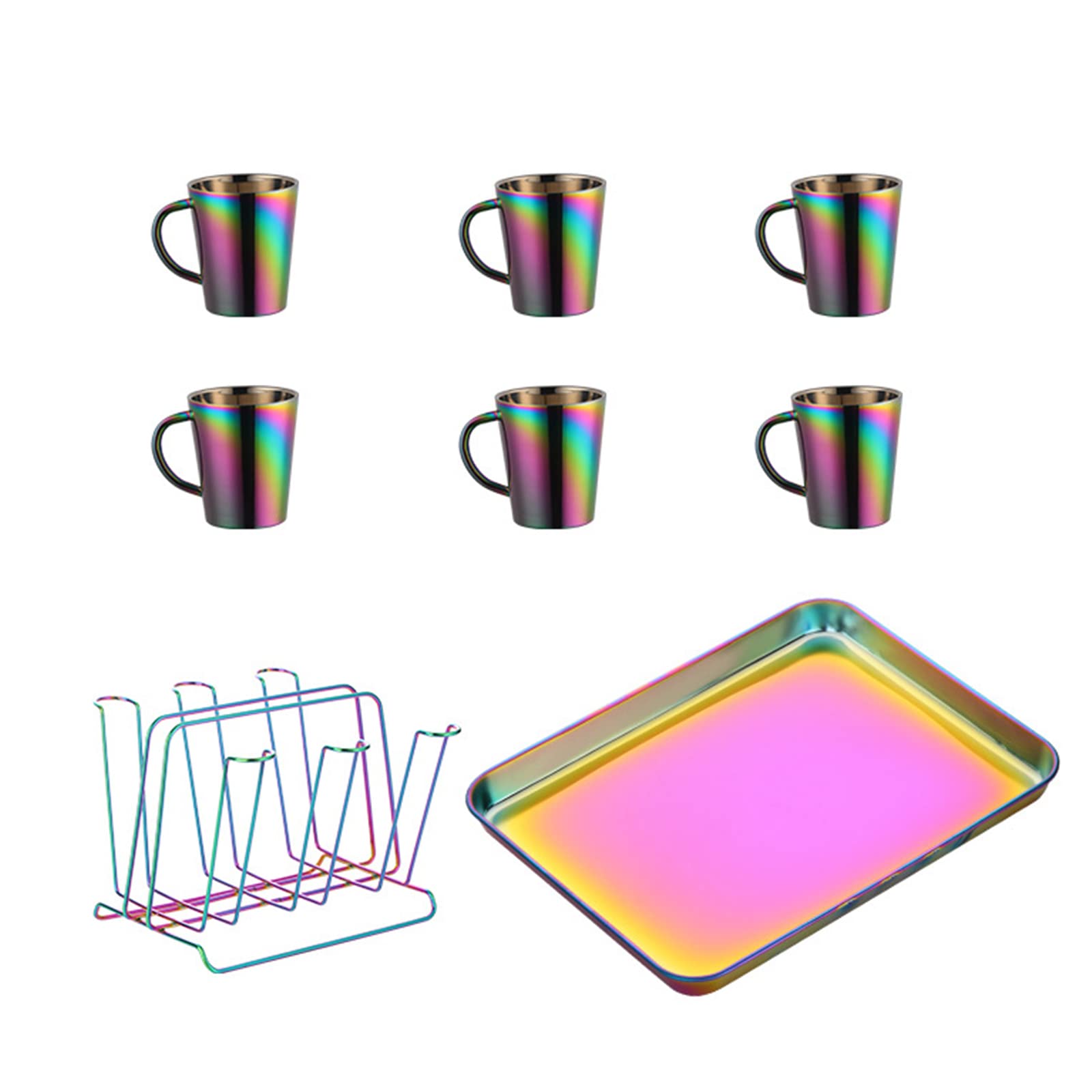 Taza de café portátil de acero inoxidable con soporte y plato de postre para escritorio
