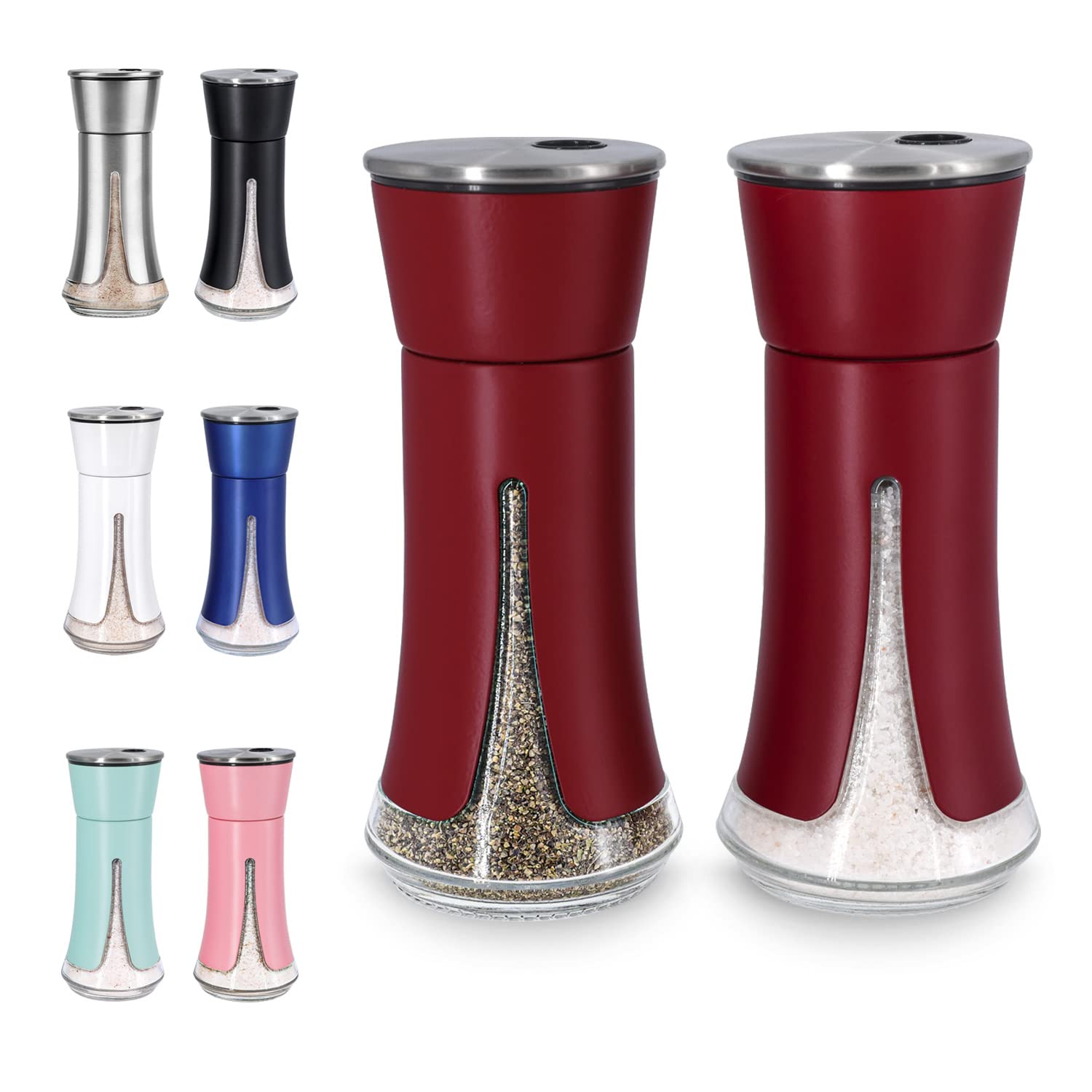 Aelga Red Salt and Pepper Shakers Set by , Red Kitchen Decor and Accessories, Red Decor for Kitchen,Restaurants,Camp,BBQ