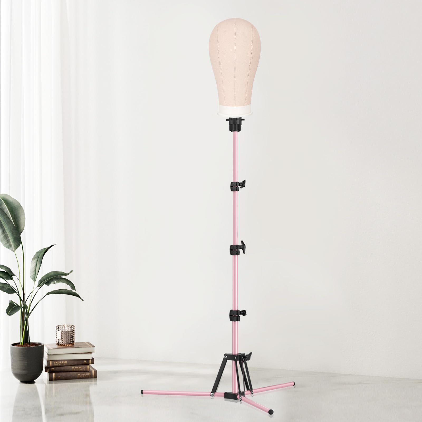 Mannequin-Kopfständer, 160 cm, verstellbarer Perückenständer, verstärktes Metall, Mannequinkopfständer für Kosmetologie, Friseurtraining (rose)