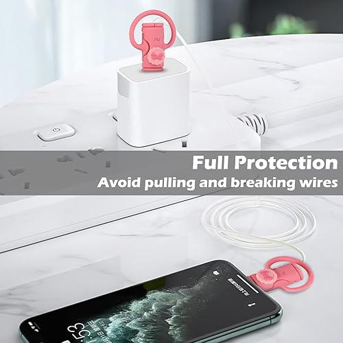 Miniatura 2 de Lindo protector de cable de datos 2 en 1 para iPhone, Android, cable USB, 2 piezas 3D de diseño de conejo y oso marrón, protector de cable de