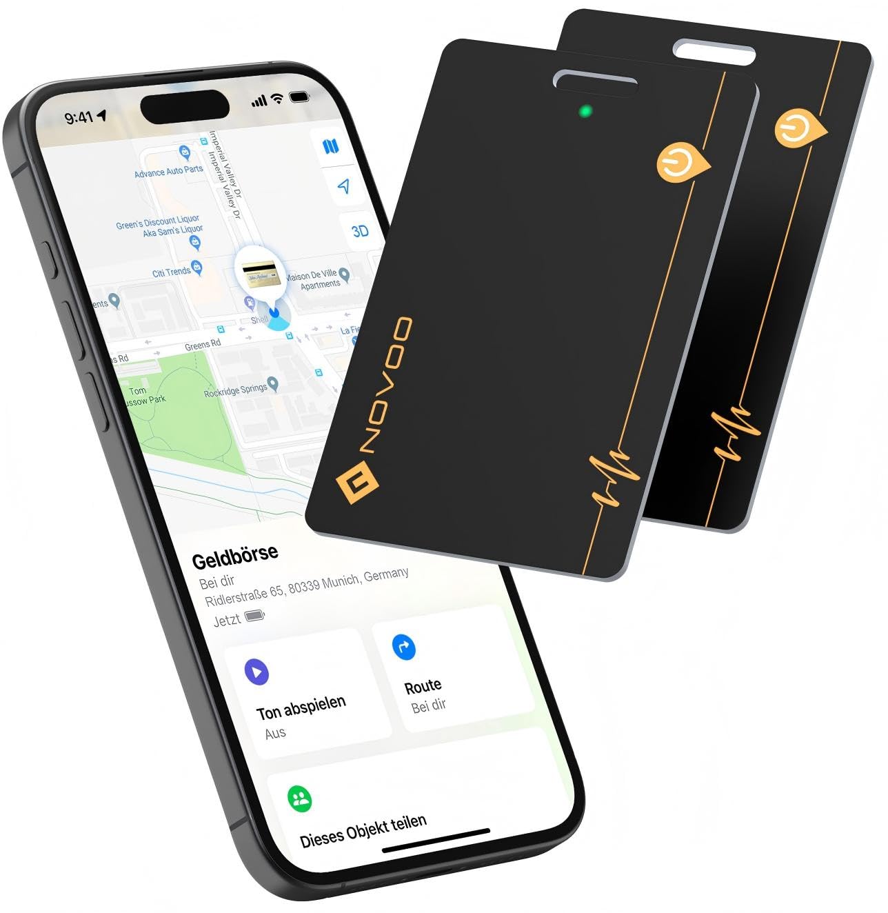 NOVOO Lot de 2 cartes de suivi de portefeuille fins rechargeables avec Apple Find My (iOS uniquement) Smart Bluetooth IP68 étanche SmartTag Card compatible avec portefeuille, bagages