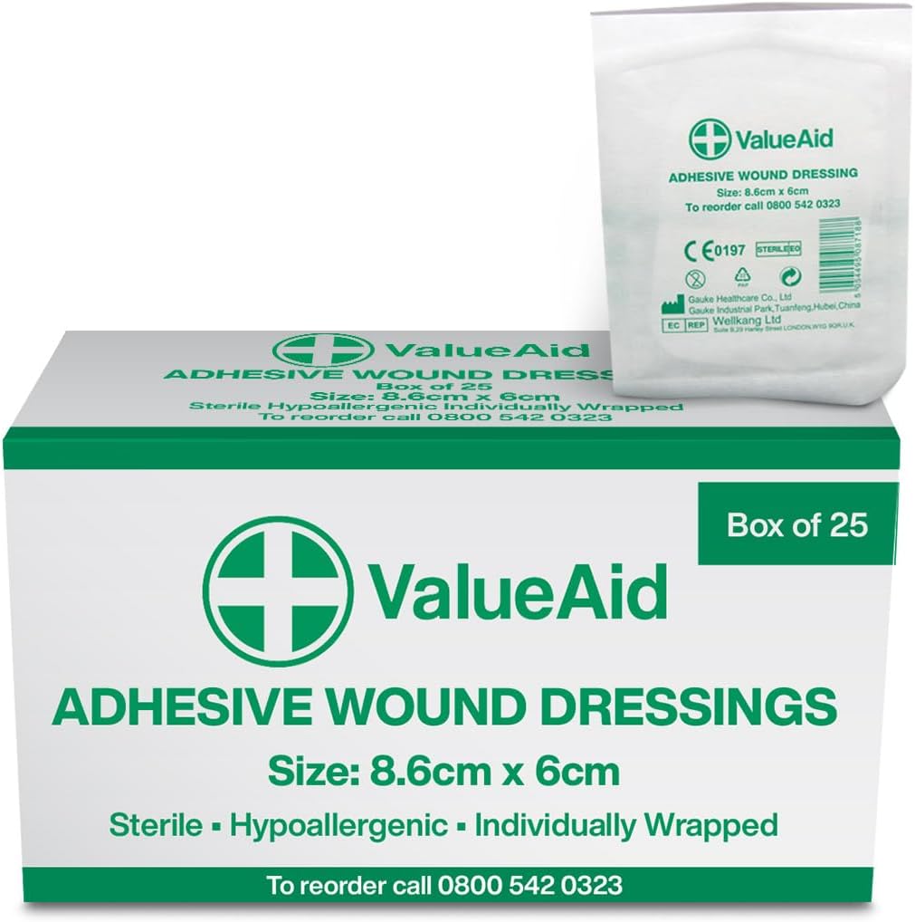 Adhesive Wound Dressings - 8.6cm x 6cm - Box of 25