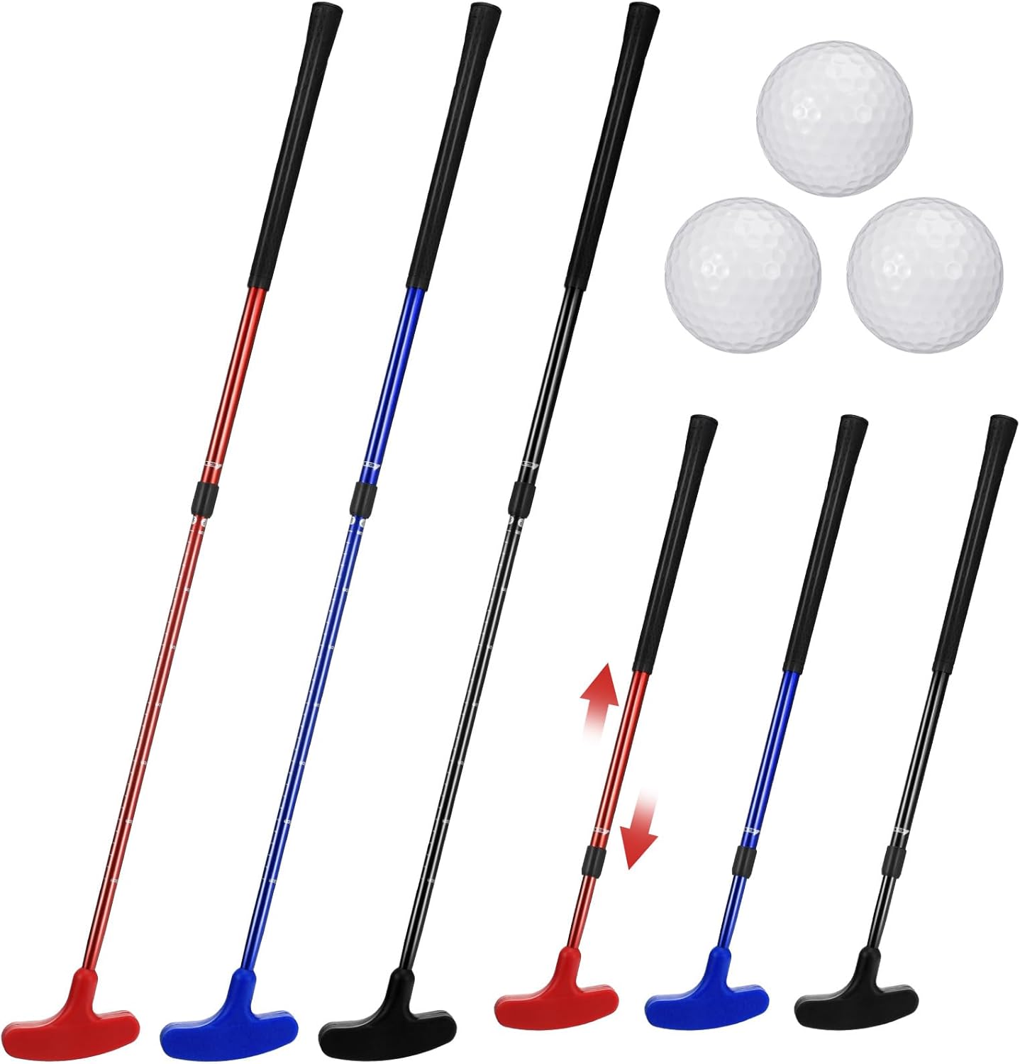 3 Piece Golf Putter Set for Men Women Golf Putter Adjustable Length Two Way Mini Golf Putter for Right or Left Handed Golfers 3 Golf Practice Balls