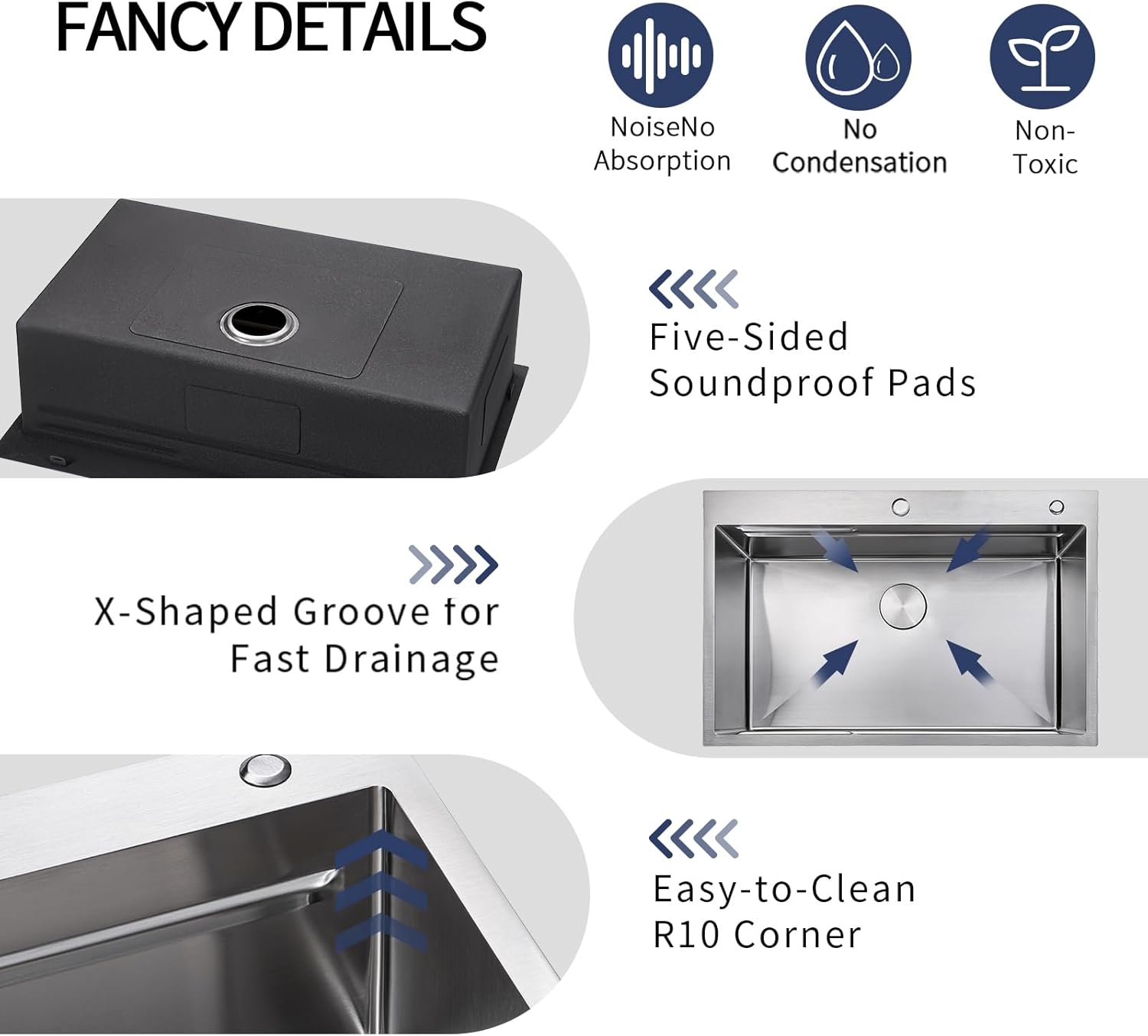 33x22 Drop In Kitchen Sink with Faucet Combo Modern Large Stainless Steel Kitchen Sinks 33 Inch Top Mount Single Bowl Workstation Sink