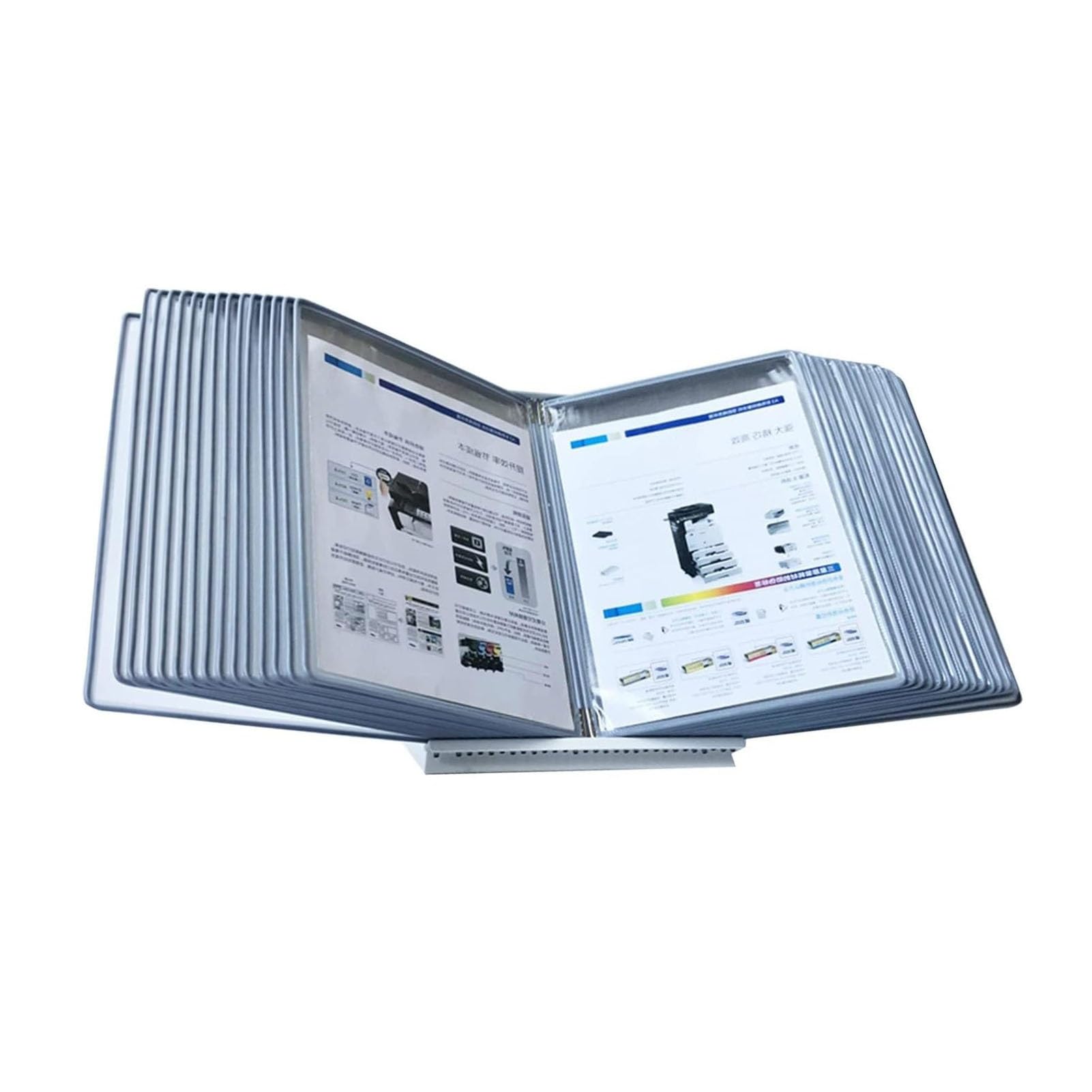 YNIYUJKL File Organizer For Desk - Wall Reference Organizer, Pvc And Metal Catalog Display Rack, 30 Page Letter-Size, For Office, Workshop, Restaurant A4 Document Reference And St,Grey