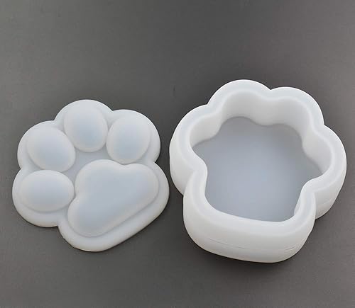 Miniatura 6 de Caja con forma de pata de gato, molde epoxi, fundición de resina, lindo contenedor de patas de gato, molde de silicona para almacenar cosas de