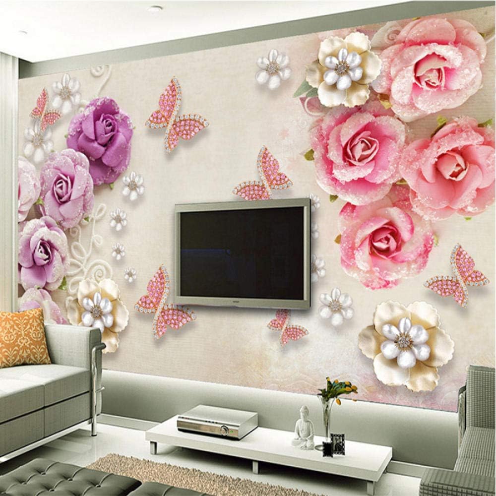 3d壁紙レトロヨーロピアンスタイルジュエリーフラワーバタフライ壁画リビングルームテレビウェディングハウスロマンチックな 3d壁紙レトロヨーロピアンスタイルジュエリーフラワーバタフライ壁画リビングルームテレビウェディングハウスロマンチックな