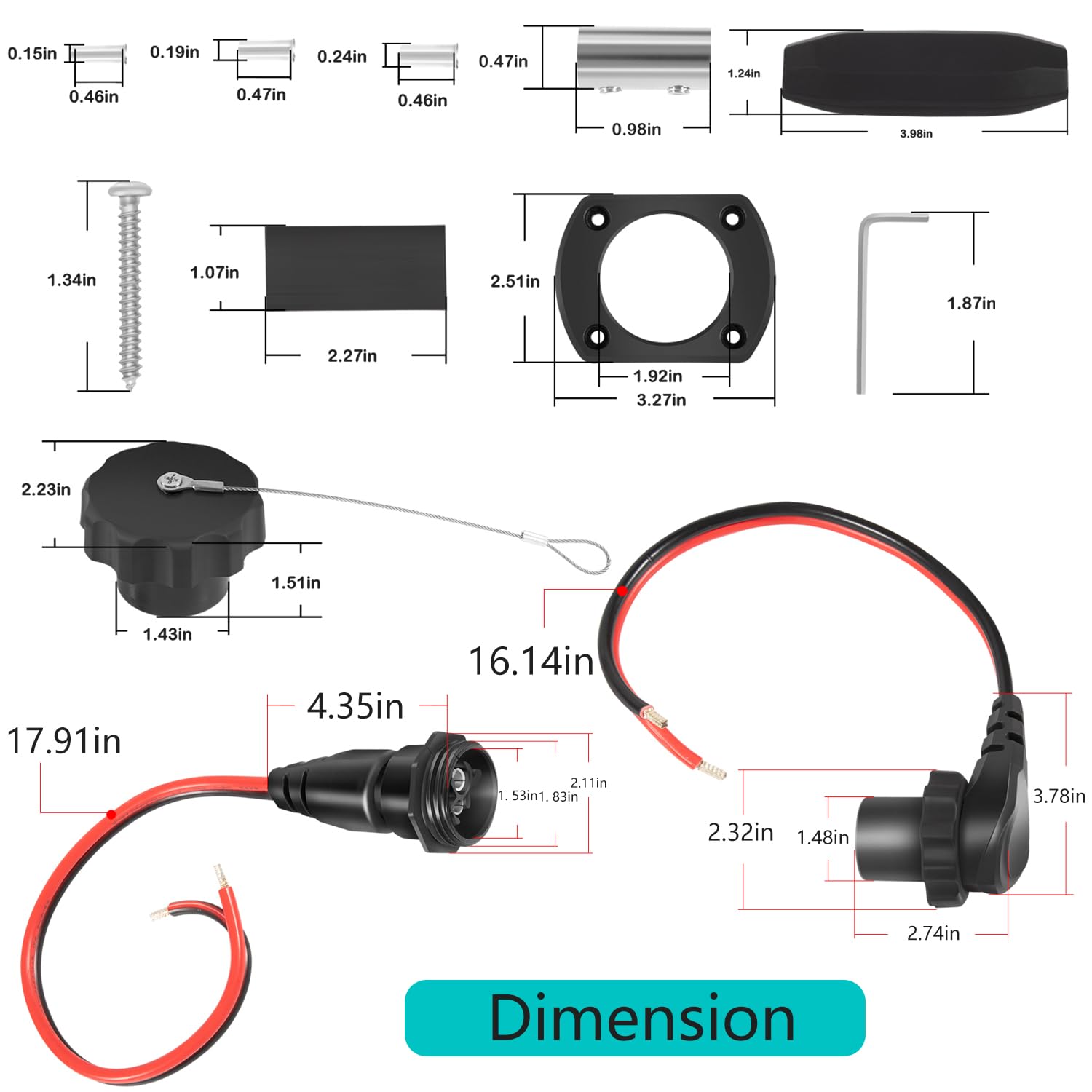 bonbo 1865120 MKR-28 Prise et connecteur de moteur à la traîne