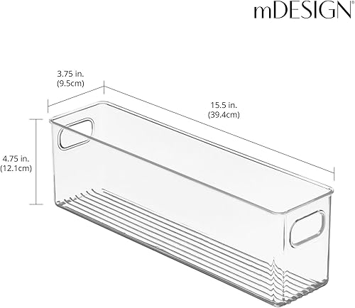 Miniatura 4 de mDesign Organizador de plástico para armario del hogar, cesta de almacenamiento con asas para dormitorio, baño, estantes de gabinete, entrada y