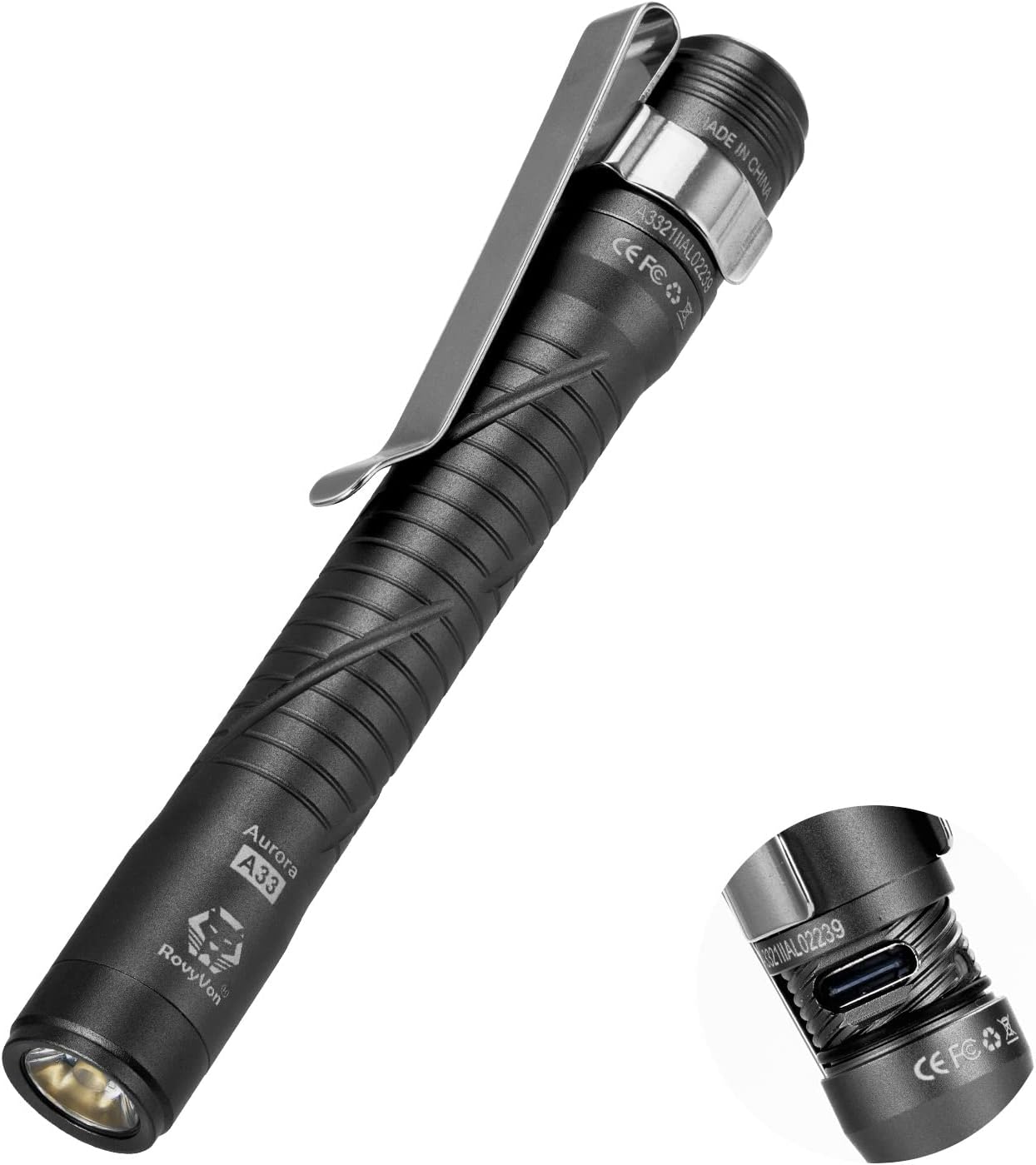RovyVon Aurora A33 Rechargeable Pen Flashlight, 200 Lumen Cool White