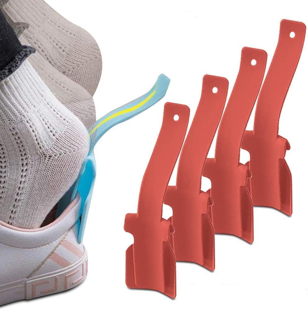 4Pcs Lazy Shoes Helper for Easy to Wear Shoes, Portable Shoe Lifting Helper for Men Women and Kids, Sock Slider Handled Shoe Horn for Elderly Seniors Disabled - Perfect for Everyday Use (Blue) : Health & Household