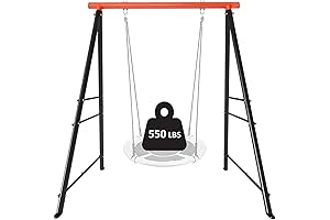 Single Swing Frame, Premium Playground A-Frame Swing with 550lbs Load-Bearing Capacity, Orange