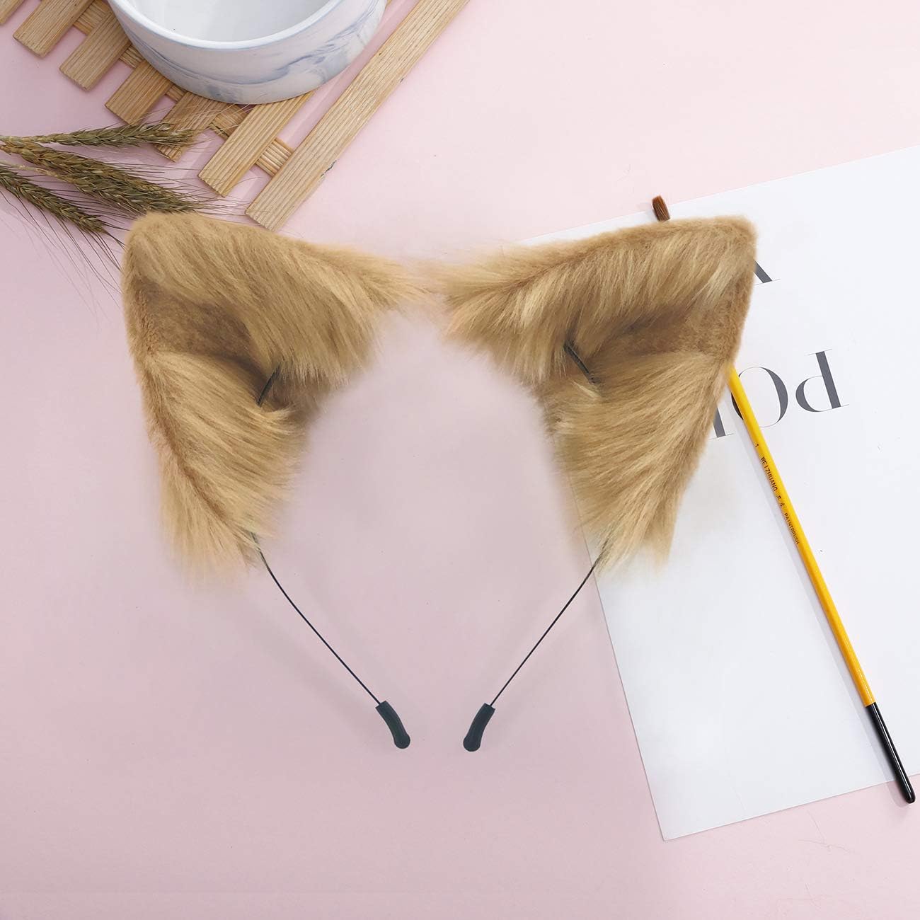 Cat Ears Headband Wolf Fox Ears Cosplay Furry Animal Ears Costume Lion Dog Neko Headwear Camel : Clothing, Shoes & Jewelry