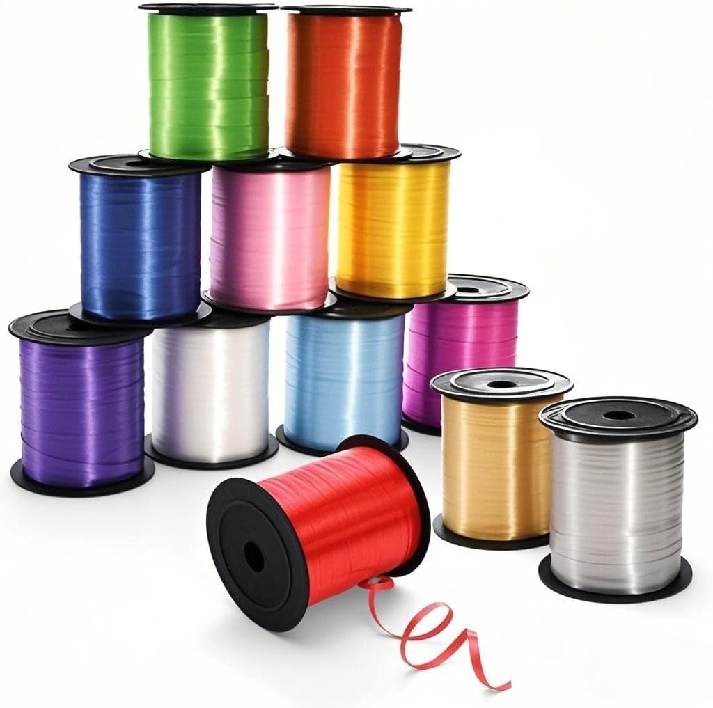 12 Roll 9000ft Curling Ribbons, 1/5 Inch Balloon String, Assorted Colors Crimped Curly Ribbon for Gift Wrapping Party Decor Florist DIY Art Craft Birthday Wedding, (250 Yards/Roll)