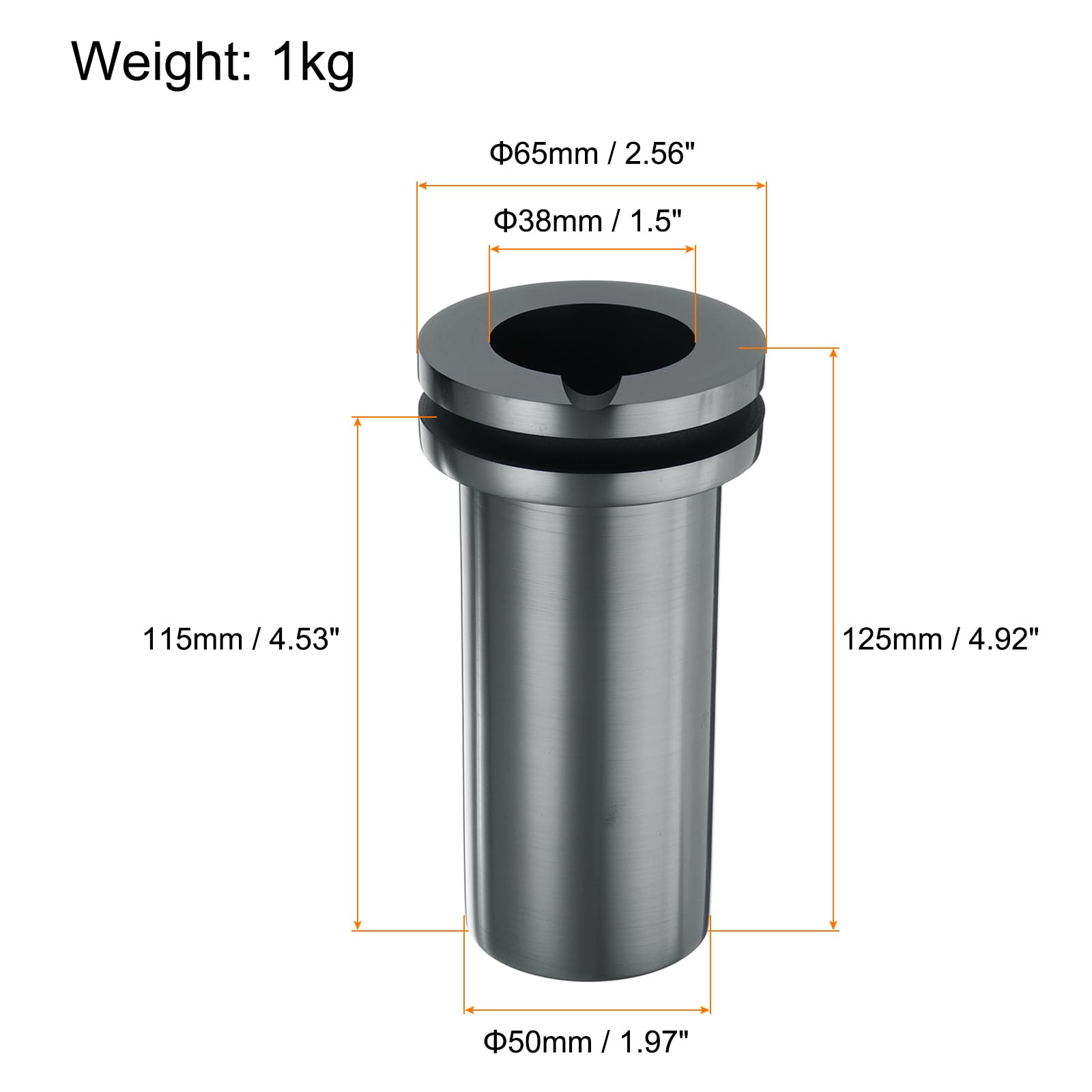 QUARKZMAN Graphit-Schmelztiegel, 1 kg Hochreiner Graphit-Schmelztiegel Metallschmelzbarren zum Schmelzen von Gold, Silber, Kupfer,1,5 Zoll IDx4,92 Zoll H
