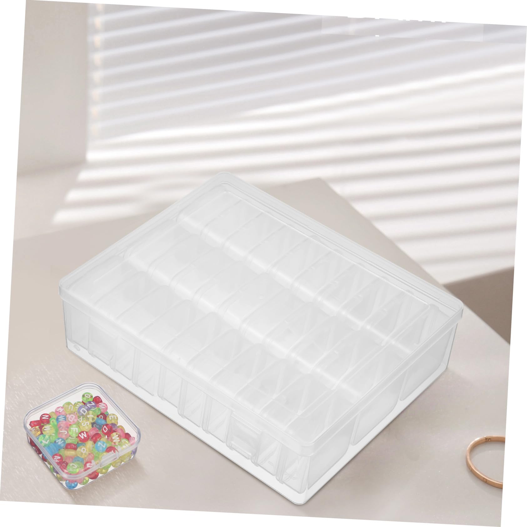 2 Ensembles Boîte de Rangement Transparente Petit Organisateur Plastique pour Bureau Bijoux Perles et Fournitures Artisanales Conteneurs Compacts pour