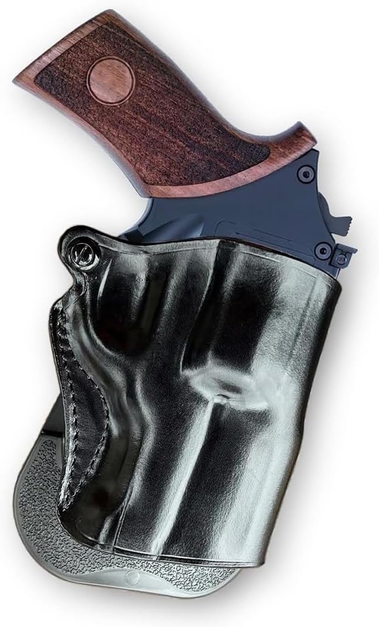 Masc Premium Leather OWB Paddle Holster with Open Top Fits, Rhino 30DS .357 Mag/9mm 3-inch, Right Hand Draw, Black Color #1264#