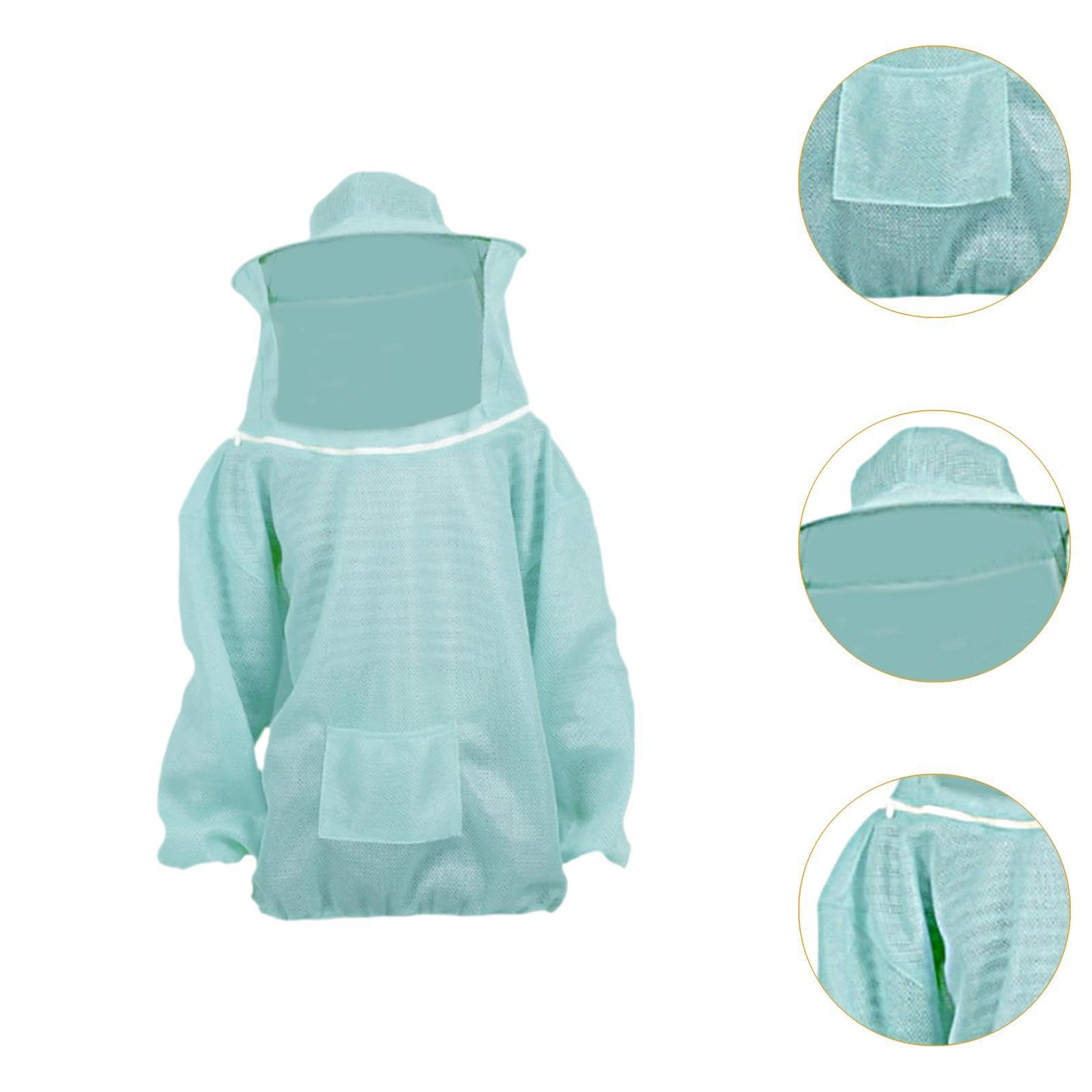 Combinaison D'Apiculture Blouson de Protection Tenue D'Apiculteur Veste avec Polyester et Maille Prévenant Les Piqûres Appropriée pour Apicul, Bleu Clair