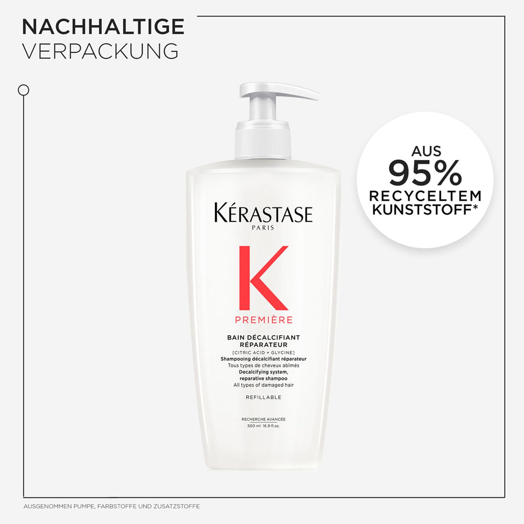 Kérastase Première Bain Décalcifiant Réparateur Nachfüllset, Reparierendes Haarbad bei geschädigtem Haar, Enthält: Bain Décalcifiant Réparateur 500 ml im Pumpspender sowie 500-ml-Nachfüllpackung