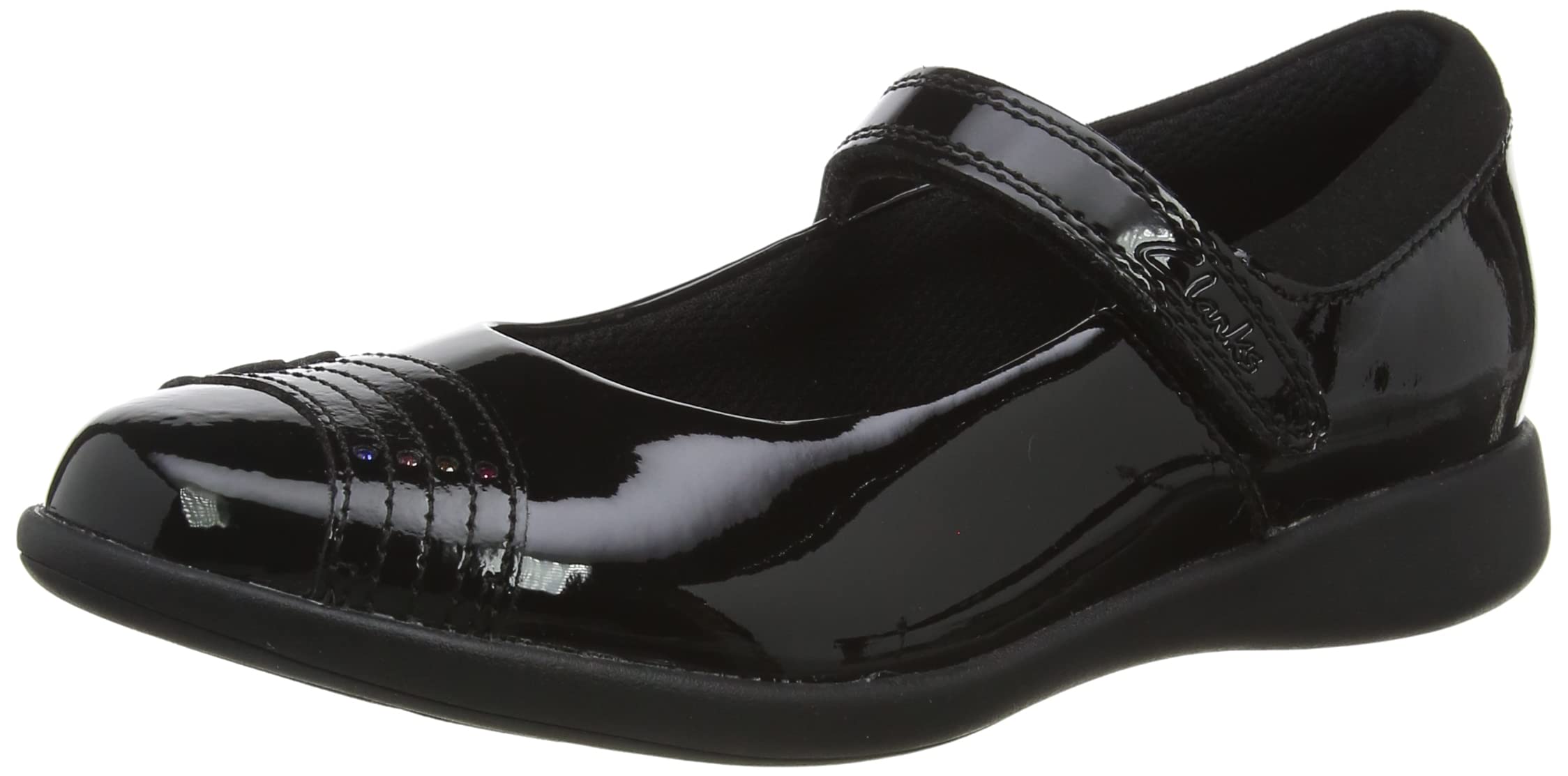 Clarks Girl's Etch Beam K Ballet Flat, Black, 2 UK Narrow