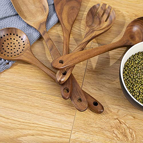 Utensílios de cozinha de madeira, colheres de madeira para cozinhar, colheres de madeira para panela