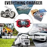 Car Battery Charger, 12V/6A 24V/3A Fully Intelligent Pulse Repair Lead Acid Lithium Battery Charger & Maintainer - UK Plug, Red - Image 2