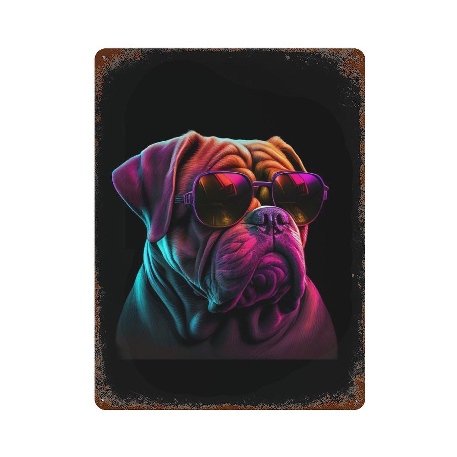 Dogue De Bordeaux 15.7"x11.8" Vintage Rust Metal Sign, Shabby Chic Decor for Garage, Bar And Workshop Decor