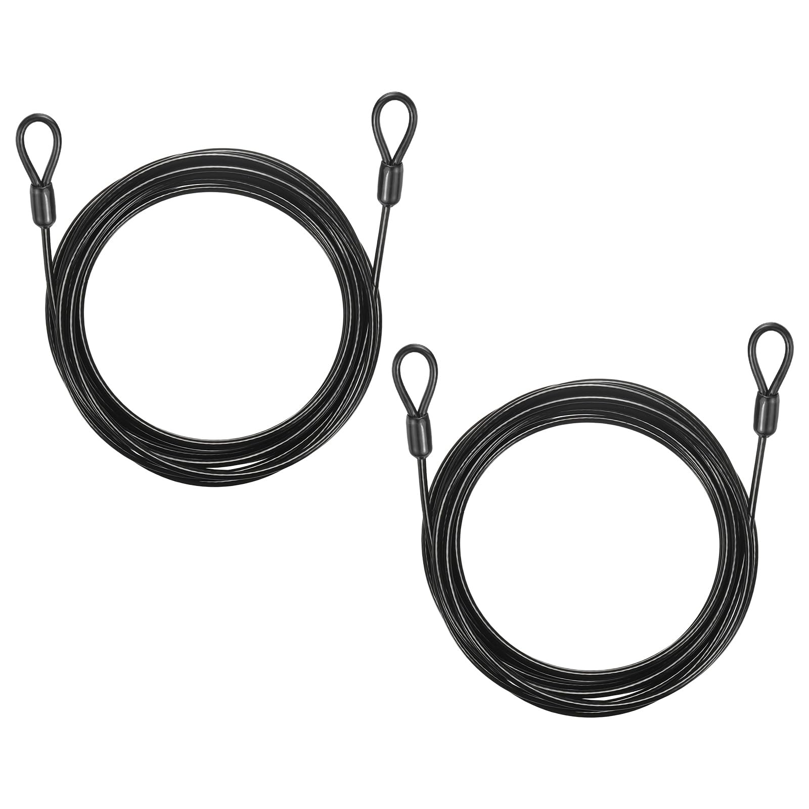PATIKIL Security Cable Lock (1/8" Dia 11.5ft 110lb Load Capacity, Black) (2 Pcs) Vinyl Coated Stainless Steel Double Loops Flexible Wire Rope Safety Cable Luggage Lock Suit for - Outdoor