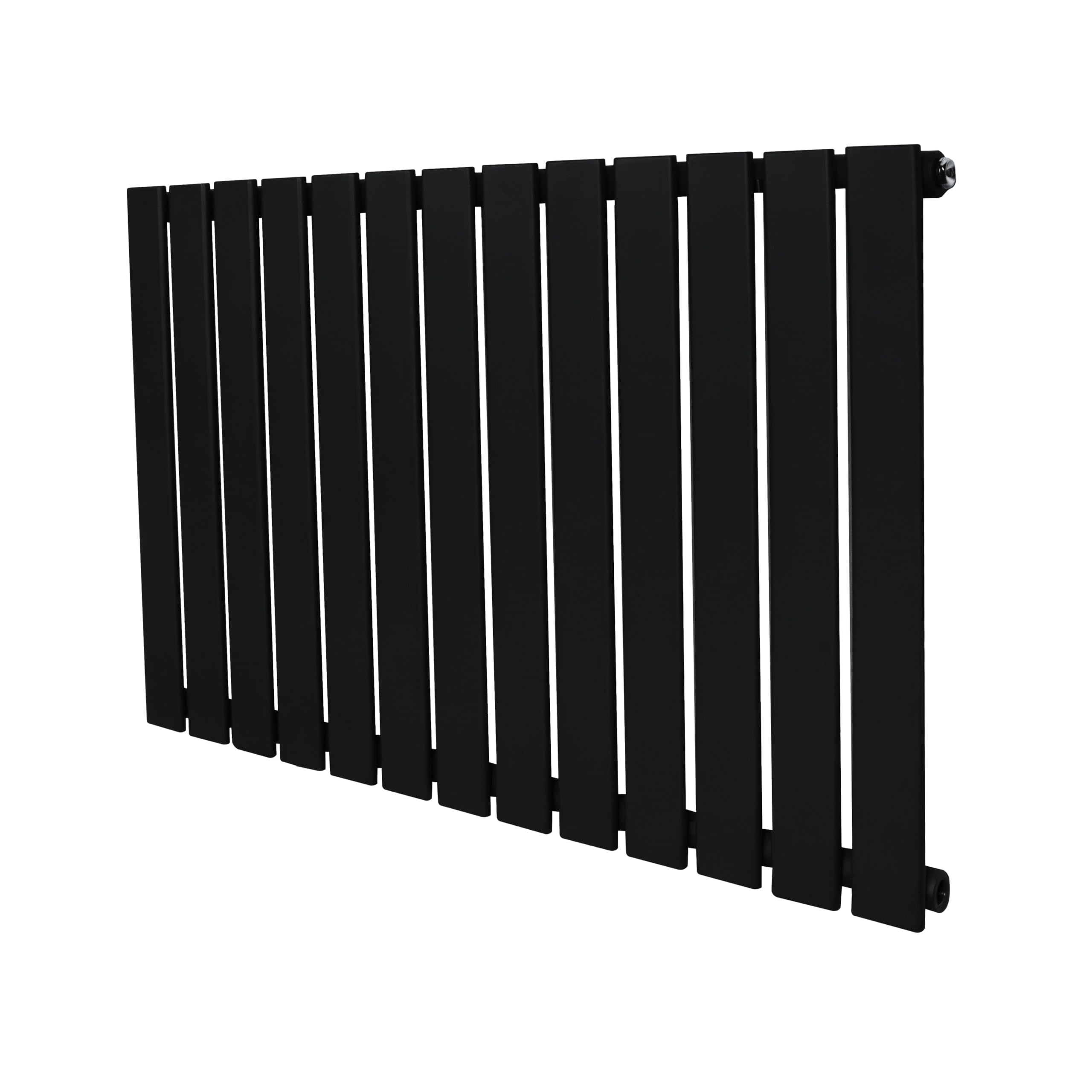 Flat Single Column Radiator 600mm x 910mm Modern Designer Single Panel Central Heating Heater Matt Black Carbon Steel Horizontal Kitchen Living Room FREE Cleaning Brush Fixing Kit & Brackets