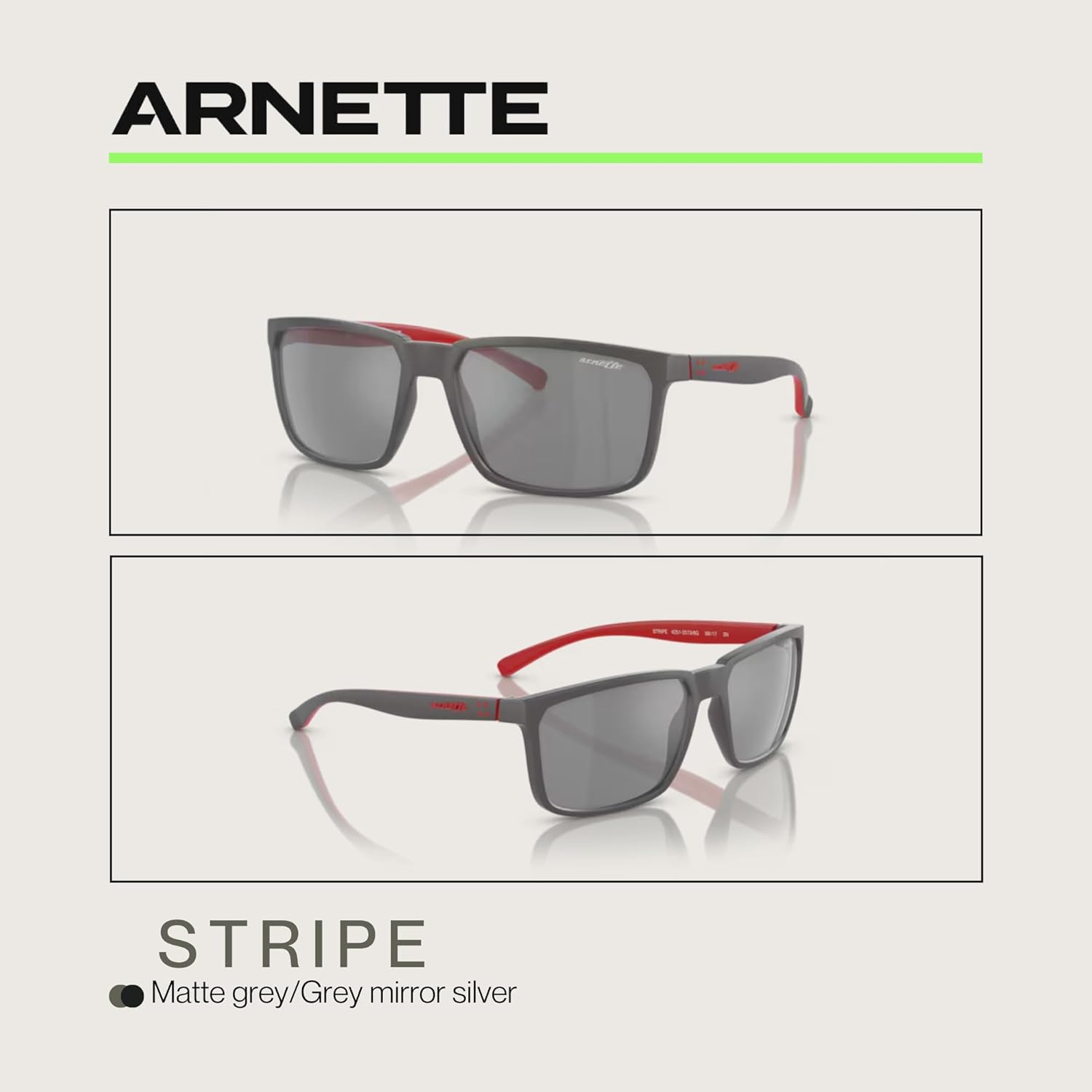 ARNETTE Stripe AN4251 Square Sunglasses for Men +BUNDLE with ACCESSORY EYEWEAR KIT