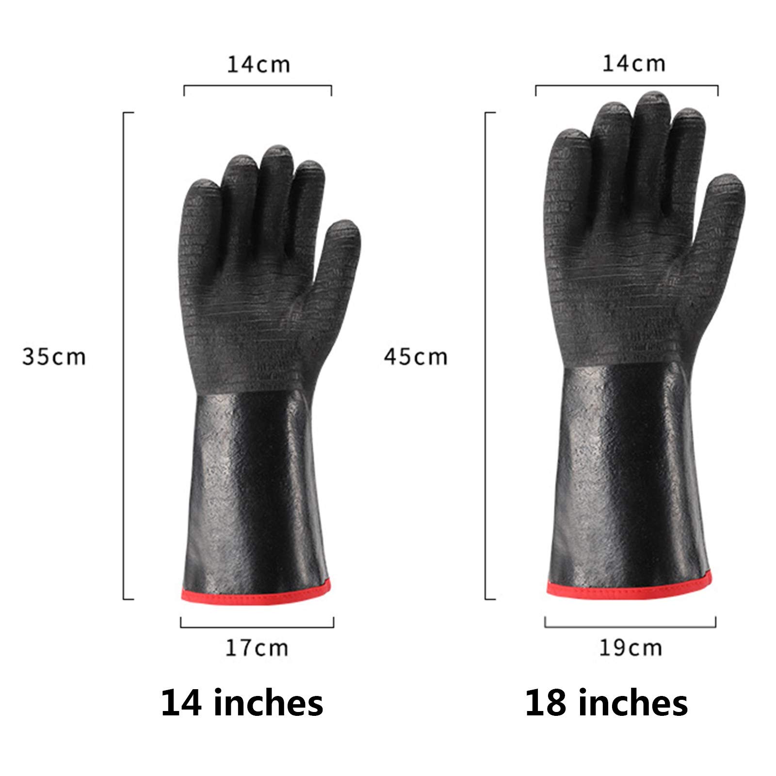 Guanti da barbecue, resistenti al calore (fino a 500 °C), ignifughi, impermeabili, antiscivolo, accessori per grigliare18 inches