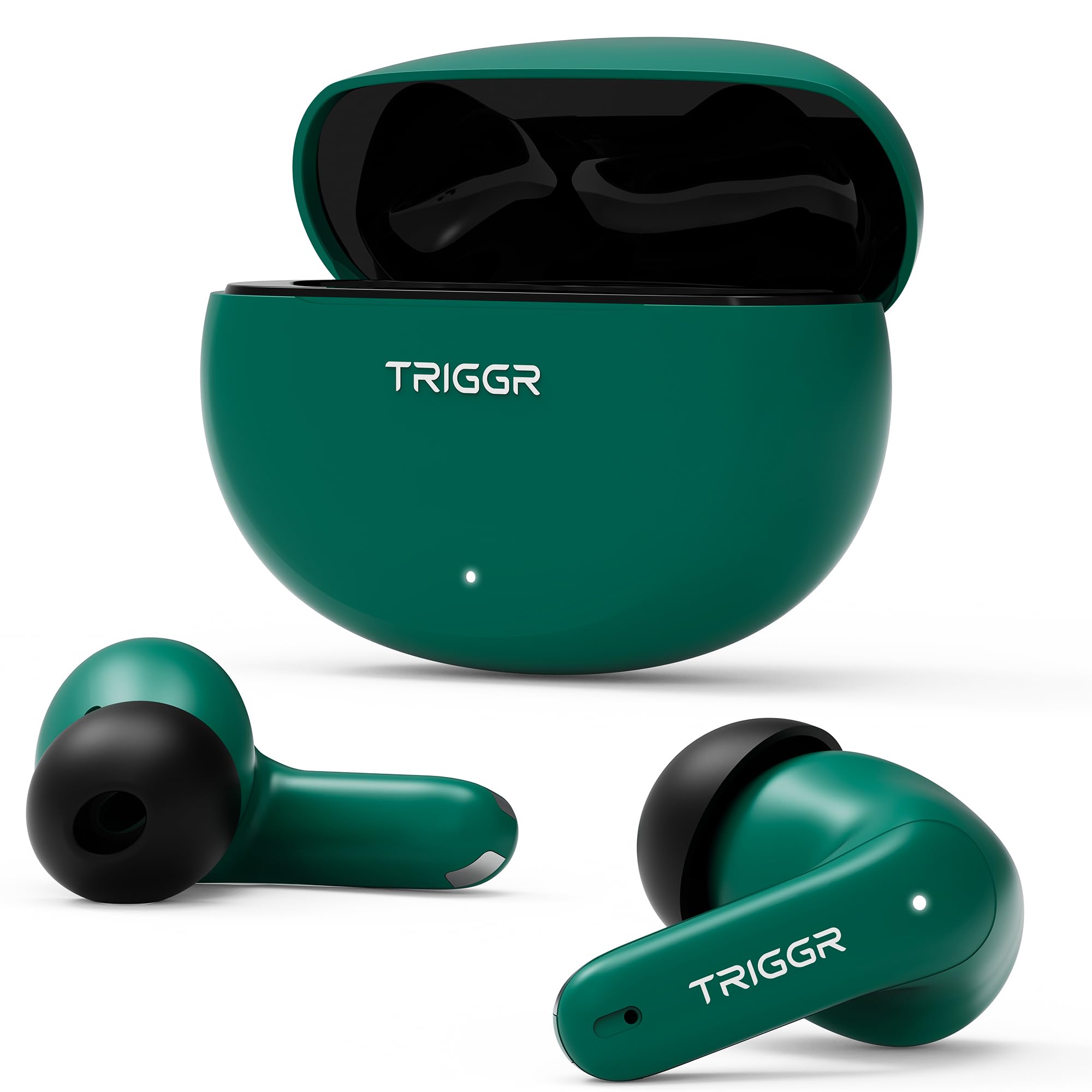 triggr ultrabuds n3 with crisp calling, 50h playtime, 13mm drivers, bassxpand bluetooth (teal noir, in the ear)