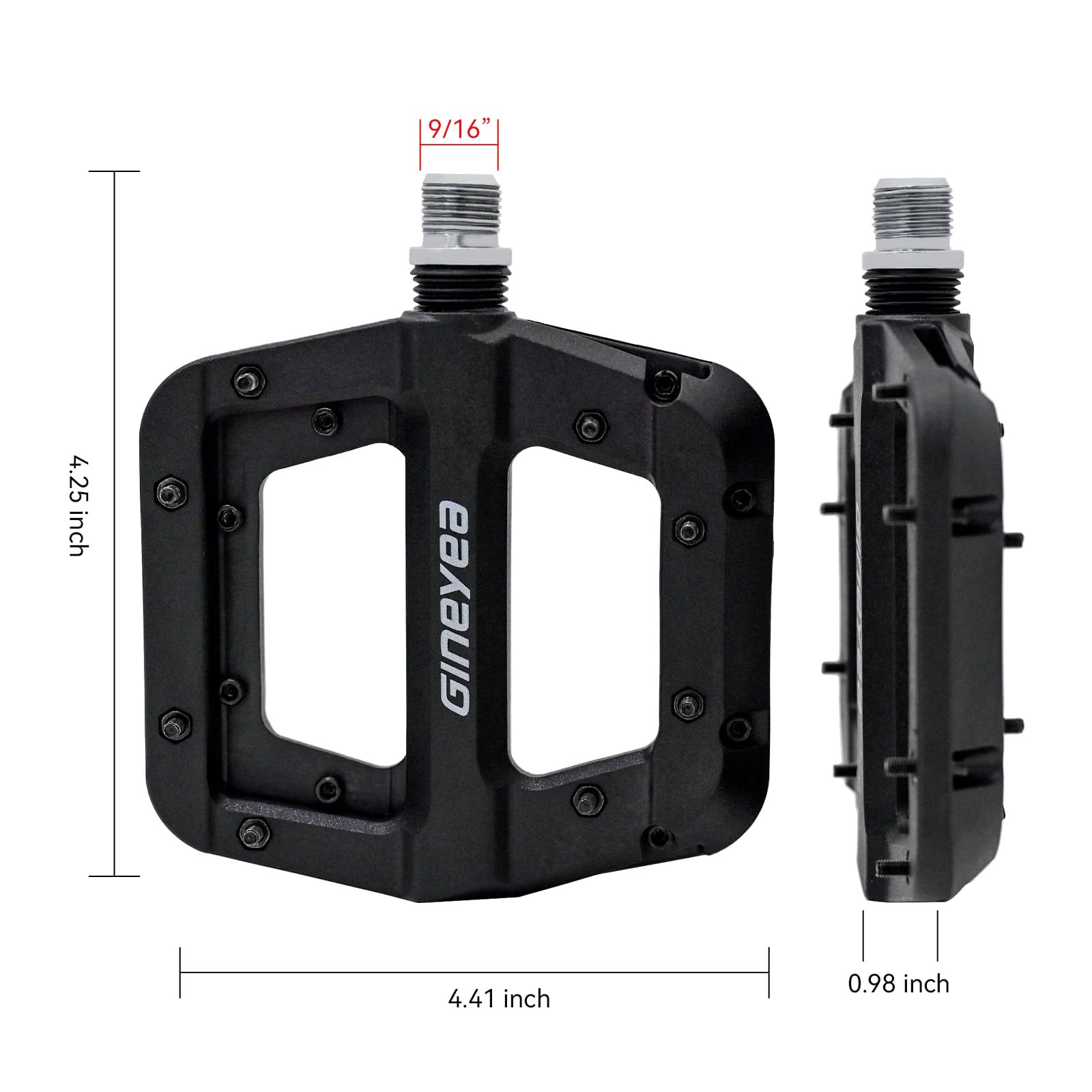 Gineyea Mountain Bike Pedals, Universal Fit 9/16