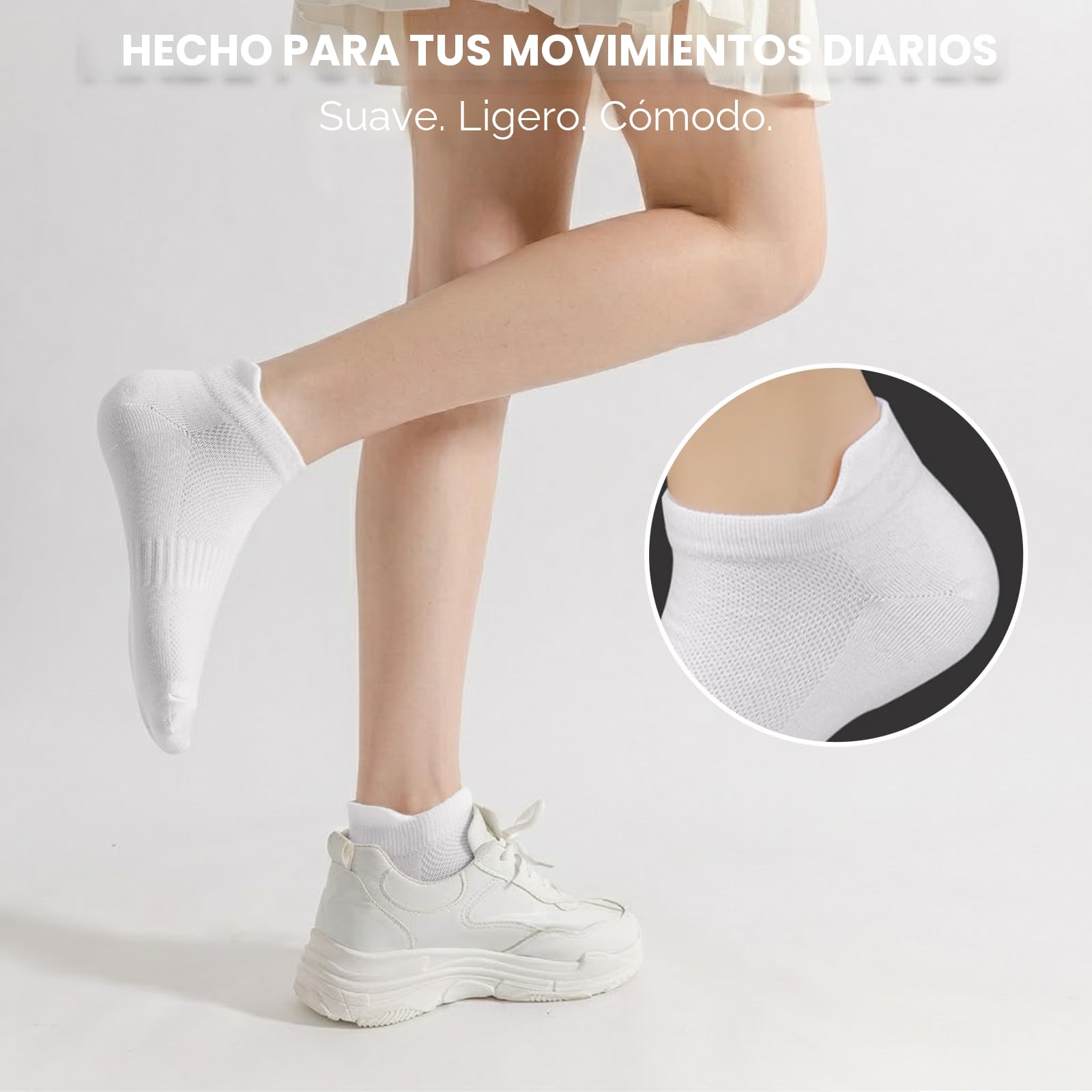 5 Pares Calcetines Tobilleros Mujer - Verano Deporte Running Calcetines Cortos de Algodón transpirable