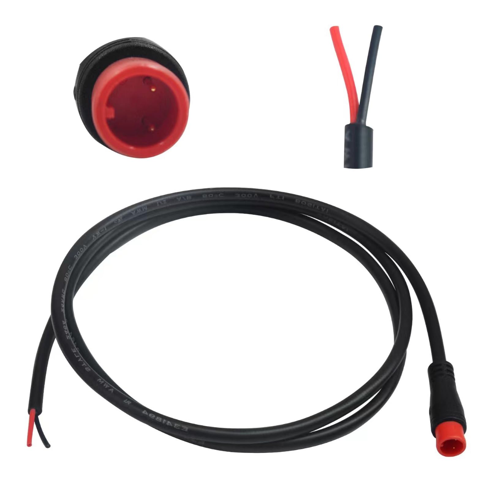 EDENCOMERS Ebike Extension Cable 2pin Male Line with Waterproof Plug Single Connector for DIY Electric Bicycle Display Throttle Light Ebike Accessories