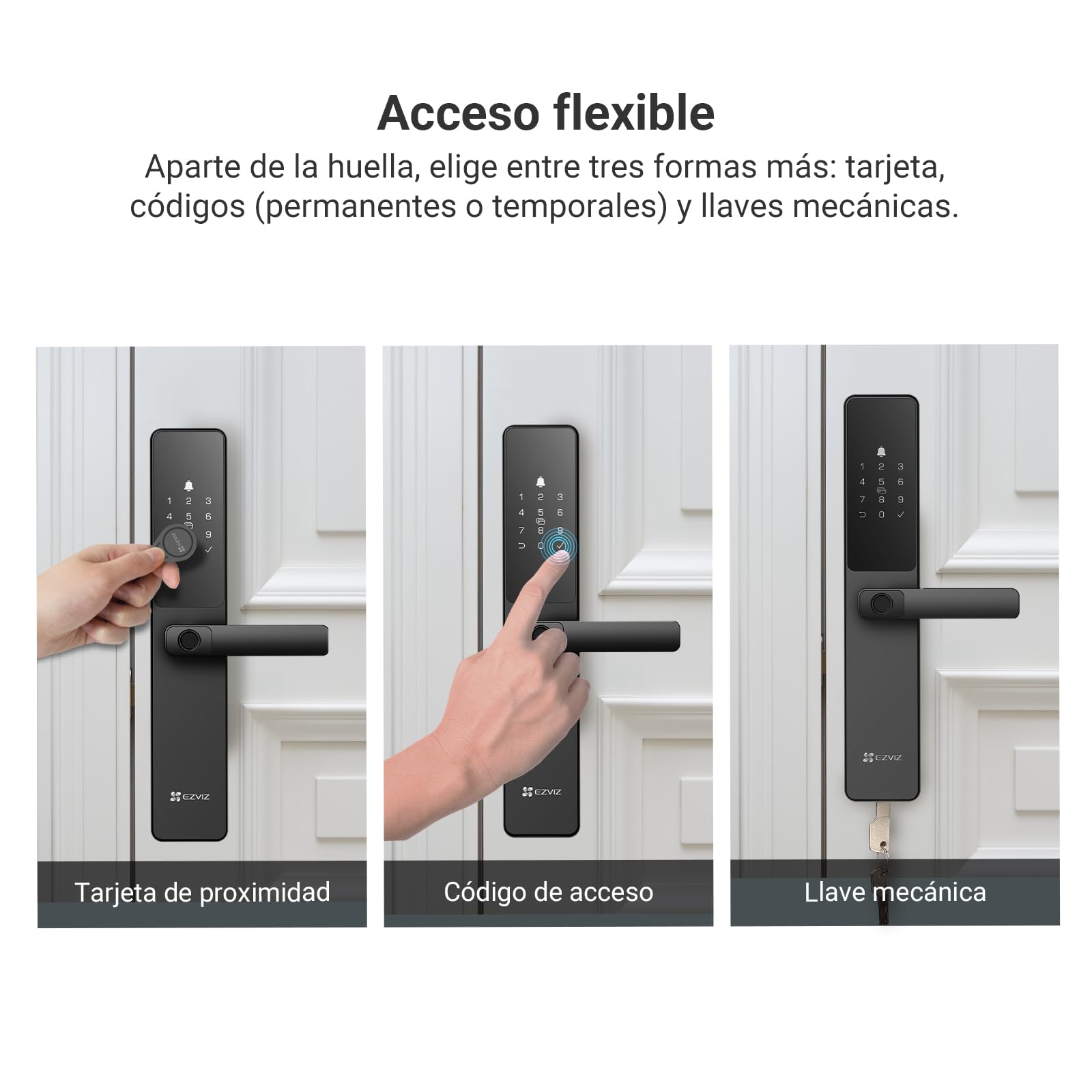 EZVIZ Cerradura Inteligente Y2000, Cerradura de Entrada Sin Llave 7 en 1, Acceso por Huella con Wifi, Impermeable, Cerradura de Seguridad Infantil para Hogar, Apartamento, Villa, Oficina, Hotel (5085)