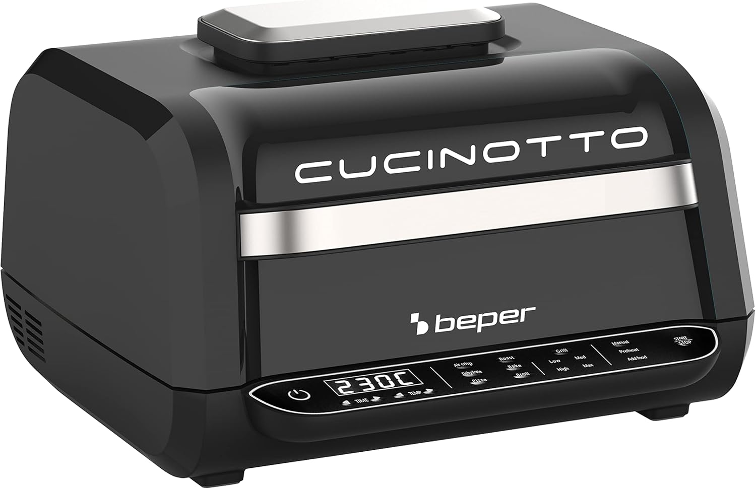 BEPER CUCINOTTO Grill e Friggitrice ad Aria Multifunzione con 8 Programmi - Friggitrice ad Aria, Barbecue, Forno, Piastra Cucina ed Essiccatore + Accessori Inclusi, P101FRI080