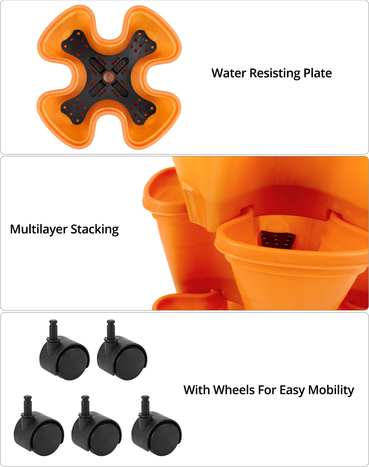 QWORK® 6 livelli fioriera verticale, Vasi per piante impilabili in plastica, Verdure impilabili, Fragole, Fiori