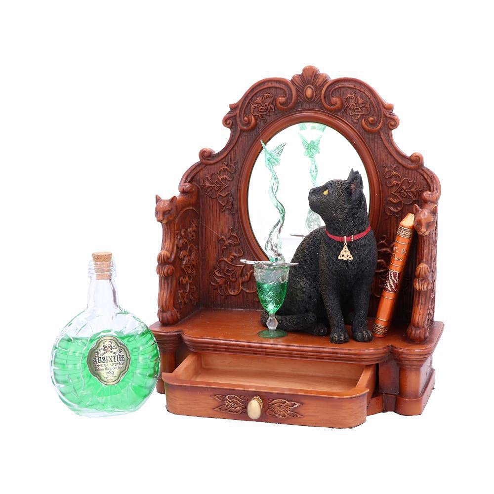 Nemesis Now B4955R0 Lisa Parker - Figura de Gato absenta y Hada Verde, 21,5 cm