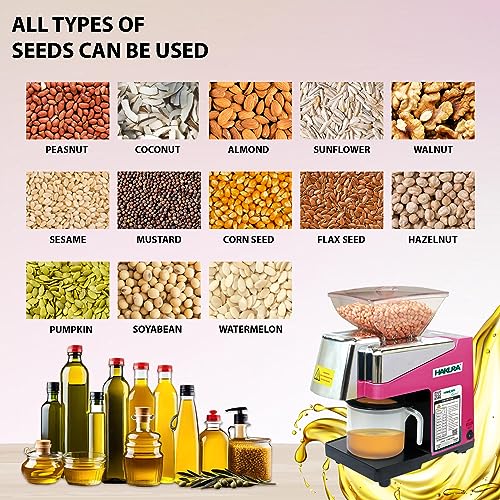 Image of HAKURA H2O-2B Comfort Oil Extractor Oil Maker Press Machine For Home 560 Watts (Pink)