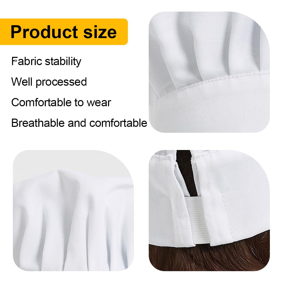 Cappello Cucina Chef Cuffia 2 Pezzi Morbidi Lavabili