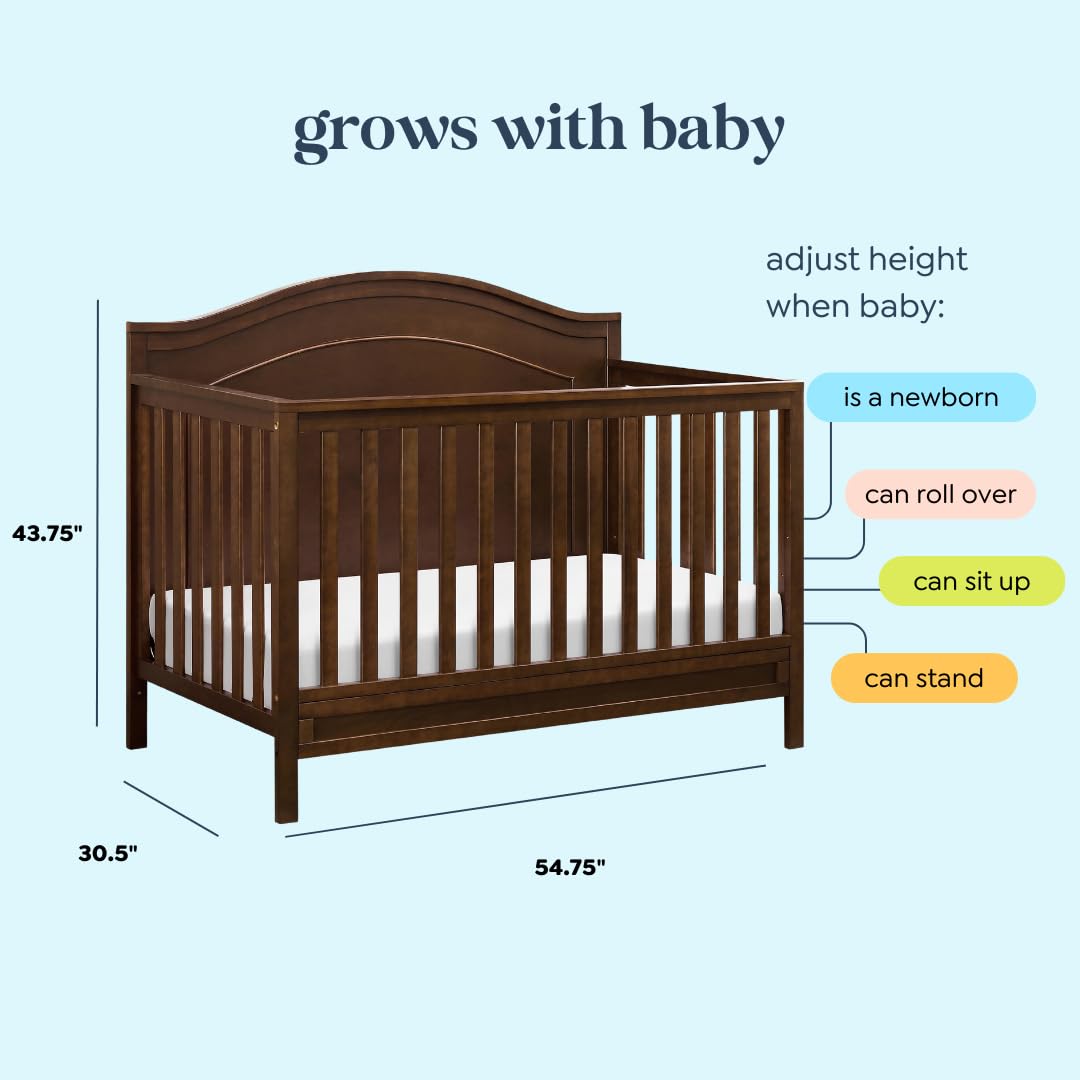DaVinci Charlie 4-in-1 Convertible Crib GREENGUARD Certified Espresso | Converts to Toddler Bed Daybed Full-Size Bed 4 Adjustable Mattress Heights Conversion Kits Sold Separately Easy Assembl product thumbnail 8