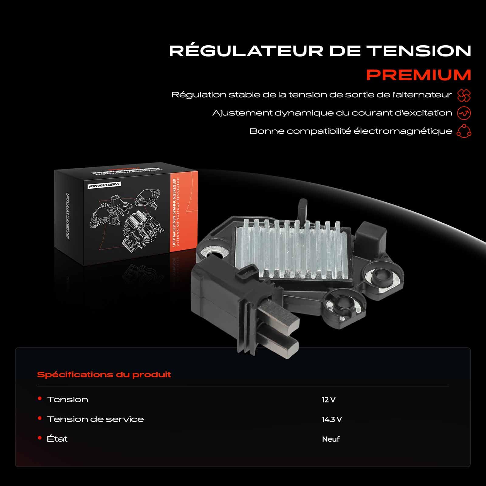 Frankberg Régulateur d'alternateur, régulateur de générateur, 2 pôles
