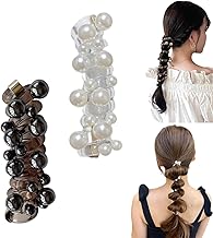 Doyime Pearl Coil Pony [Set of 2] Coil Up Hair Rubber Wire Pony Hair Accessories Hair Rubber Cute Stylish No Trace Phone Cord Type Arrangeable String Hair Closure Hair Ornaments Entrance Ceremony