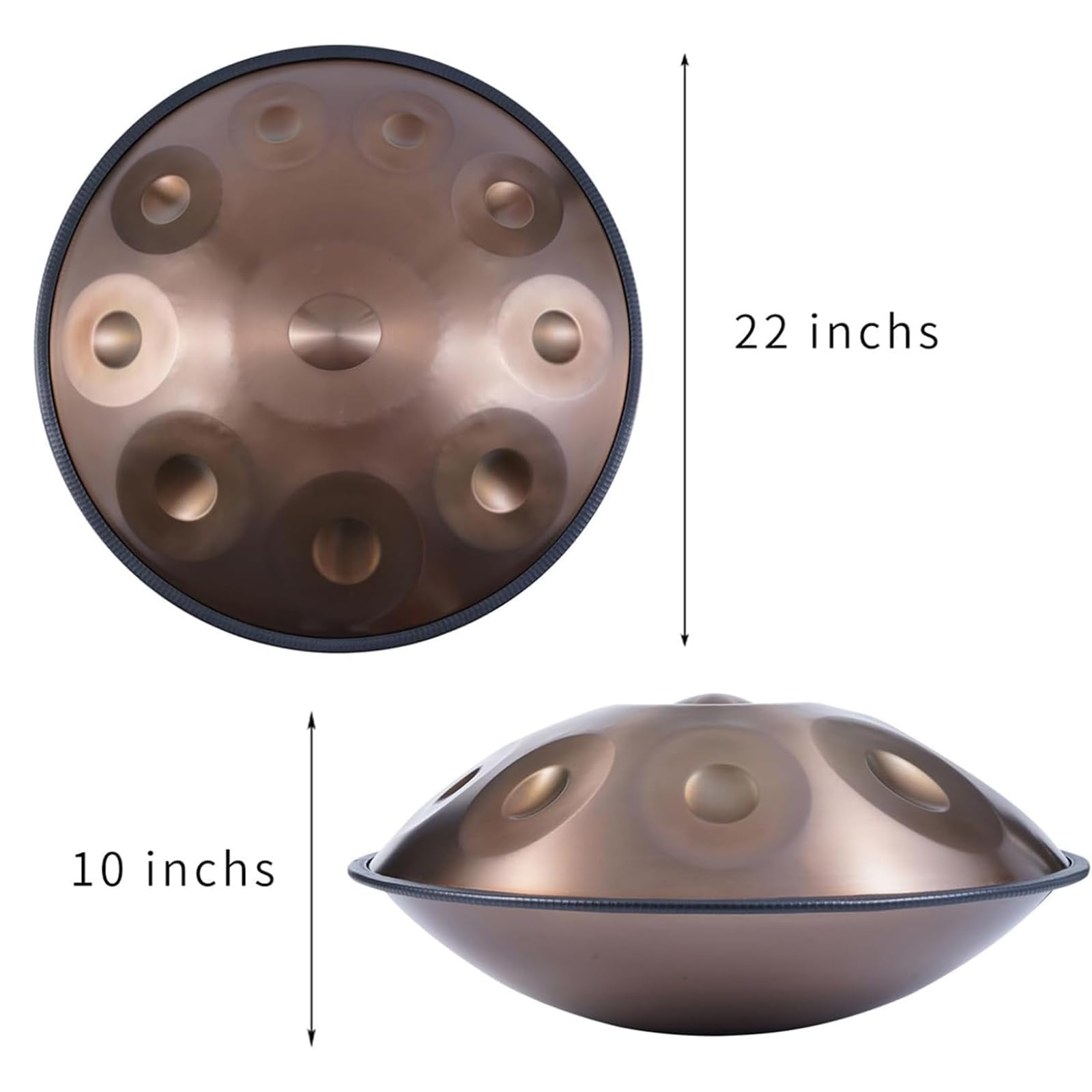 22-calowy instrument bębnowy ze stali 14 nut stalowy bęben językowy 440 Hz z miękką torbą/2 młotki ręczne/uchwyt na rękę/ściereczka bezpyłowa, do produkcji audio