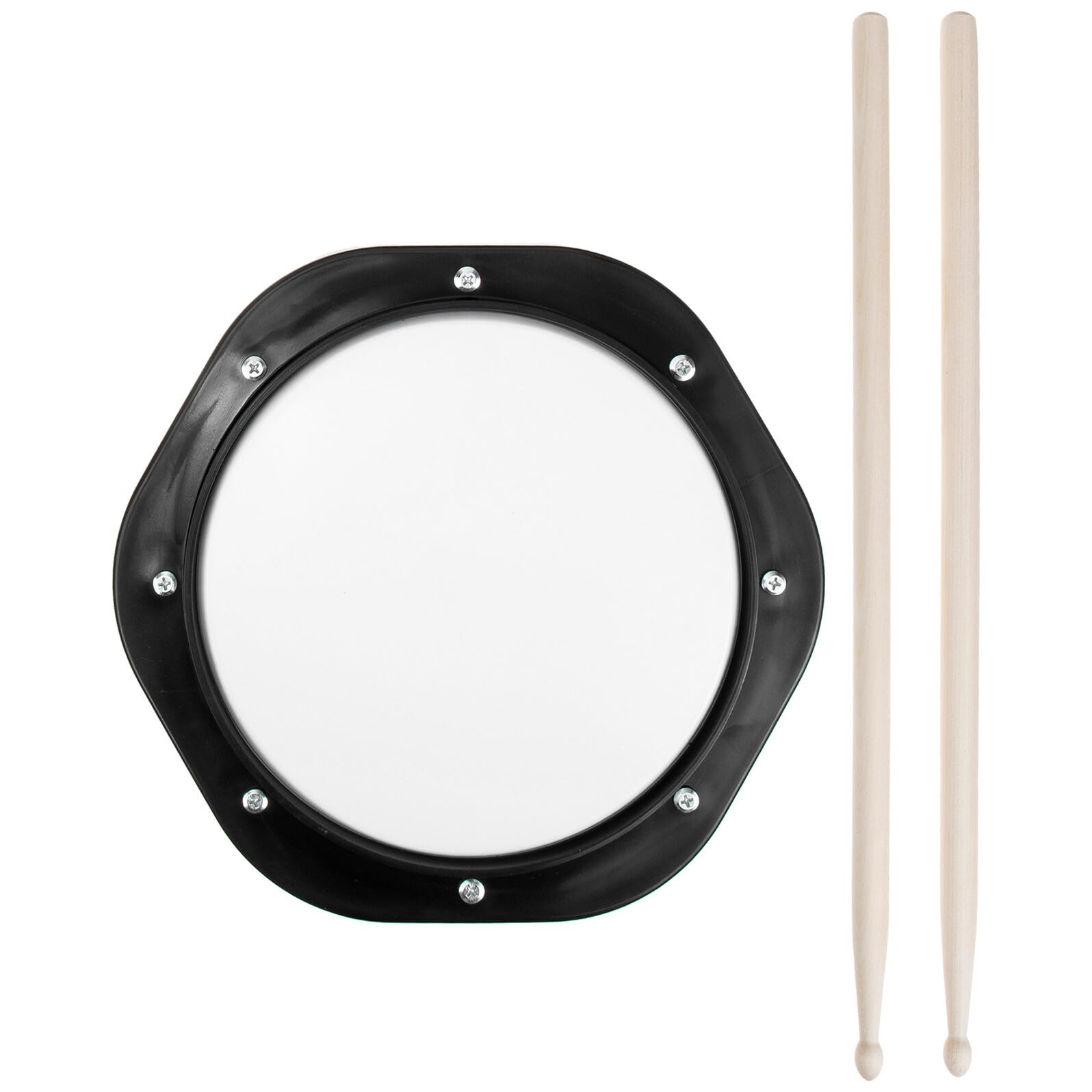 Almohadilla de Práctica para Batería Silenciosa Baquetas Incluidas, Cojín de Mudo Portátil de Tamaño Mediano en Color Negro, Kit de Entrenamiento para Bateristas Principiantes